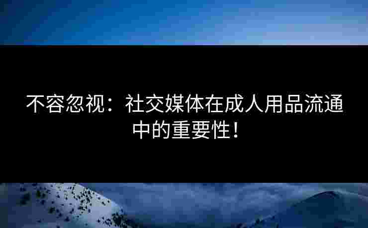 不容忽视：社交媒体在成人用品流通中的重要性！