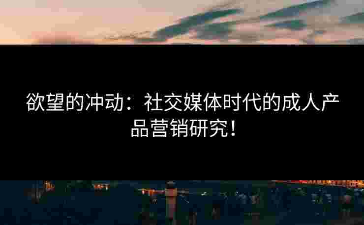 欲望的冲动：社交媒体时代的成人产品营销研究！